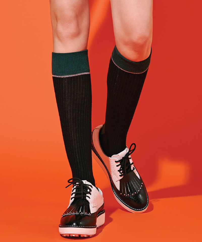Wide-Banding Color-Block Knee Socks