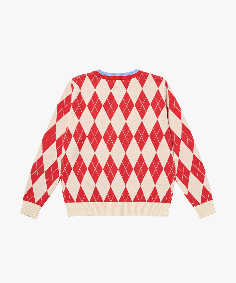 MCC Women's Argyle Jacquard Cardigan - Red