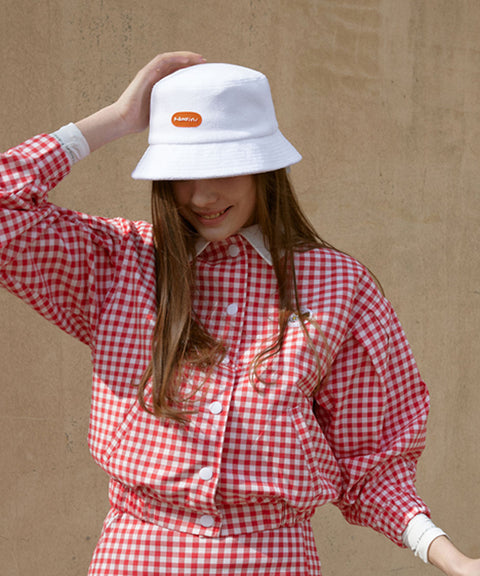 KANDINI Terry Bucket Hat - White(Orange)