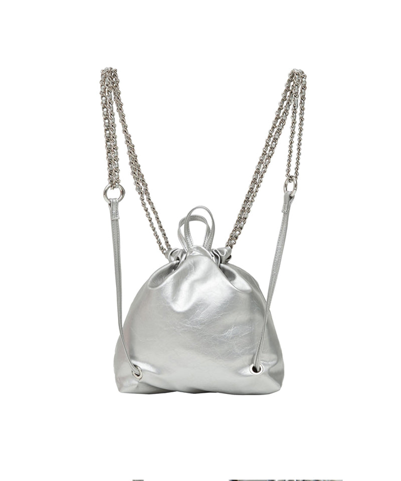 PIV'VEE Glossy Chain Backpack - Space Silver