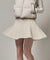 FAIRLIAR Ribbon Belt Flare Wool Skirt - Cream