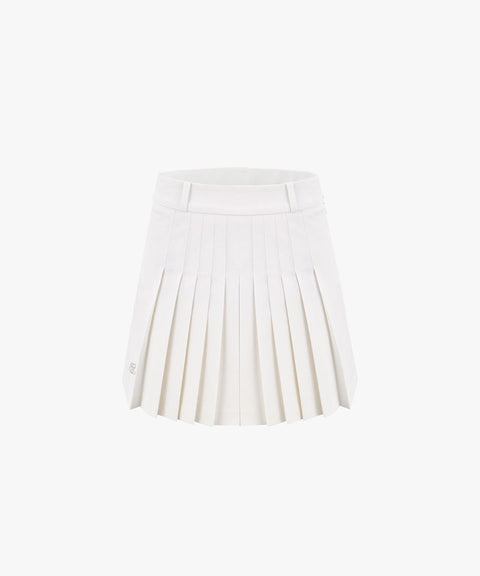[Warehouse Sale] FAIRLIAR Point Snap Pleated Skirt - White