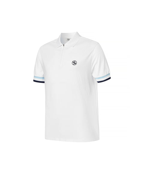 XEXYMIX Golf Men's Cotton Pique Half Zip Up Short Sleeve - White