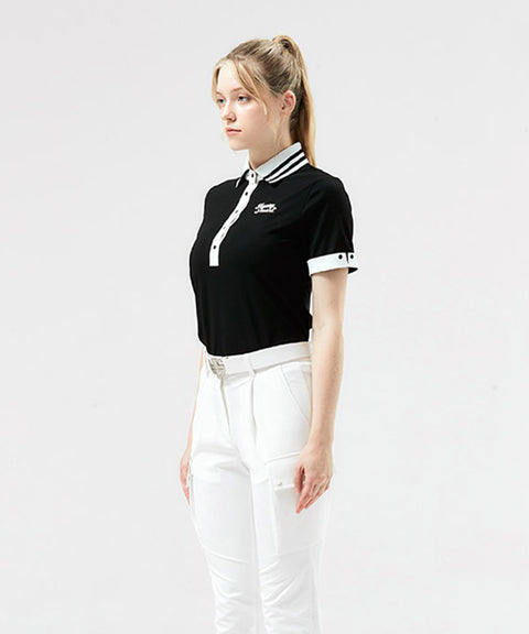 HENRY STUART Women's Rib Collar T-Shirt - Black