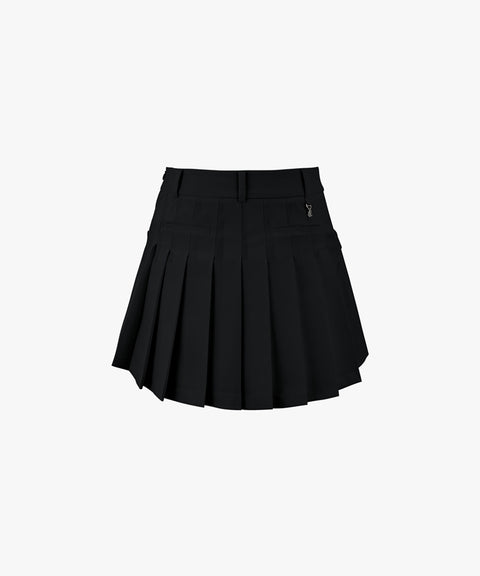 FAIRLIAR High Waist Side Pleated Skirt - Black
