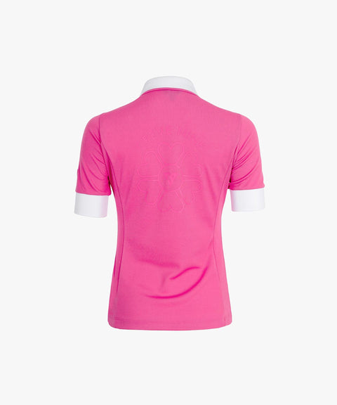 CREVE NINE: 5-Quarter Sleeve Polo T-Shirt - D/Pink