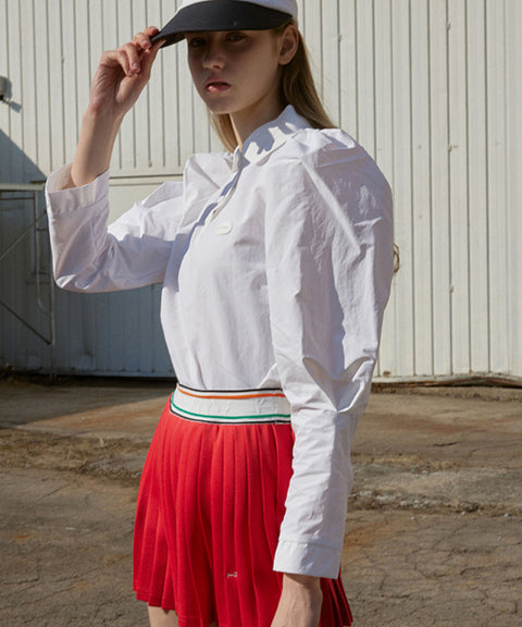 KANDINI Nylon Polo Shirts With Puff Sleeve - Ivory