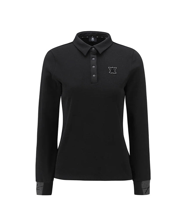 ANEW Golf: Women Nap Collar Long T-shirt - Black
