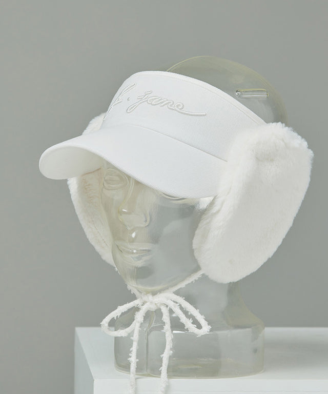 J.Jane 2way Fur Ear Flap Suncap Ivory