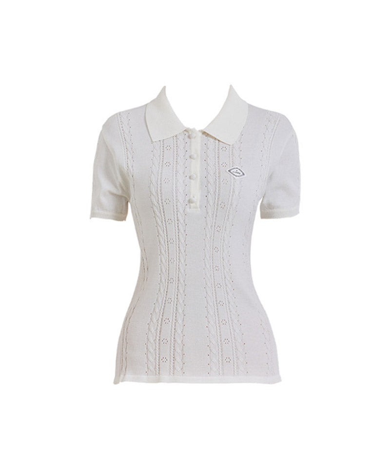 J.Jane Summer SCSI Polo Knit - White