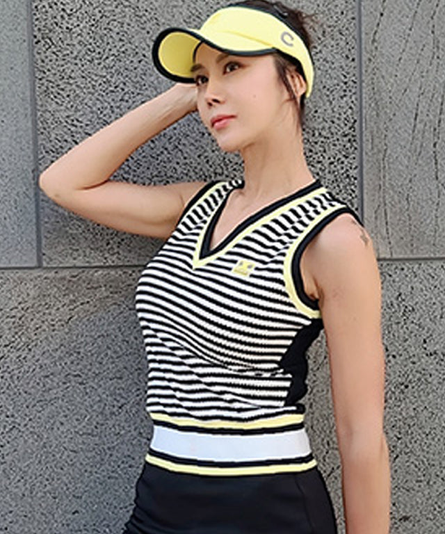 CHUCUCHU Stripe Vest - Black