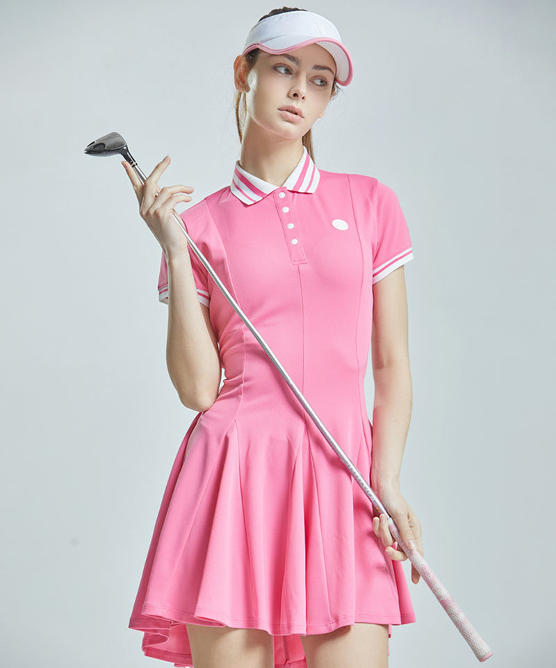 CHUCUCHU Flare Collar Dress - Pink