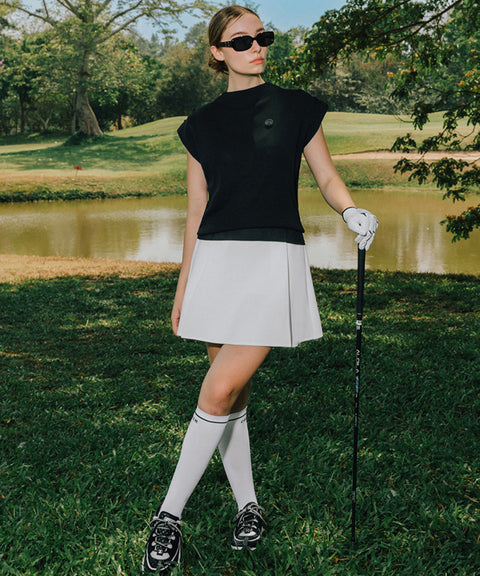OBER Golf Summer Sleeveless Half Neck Knit - Black