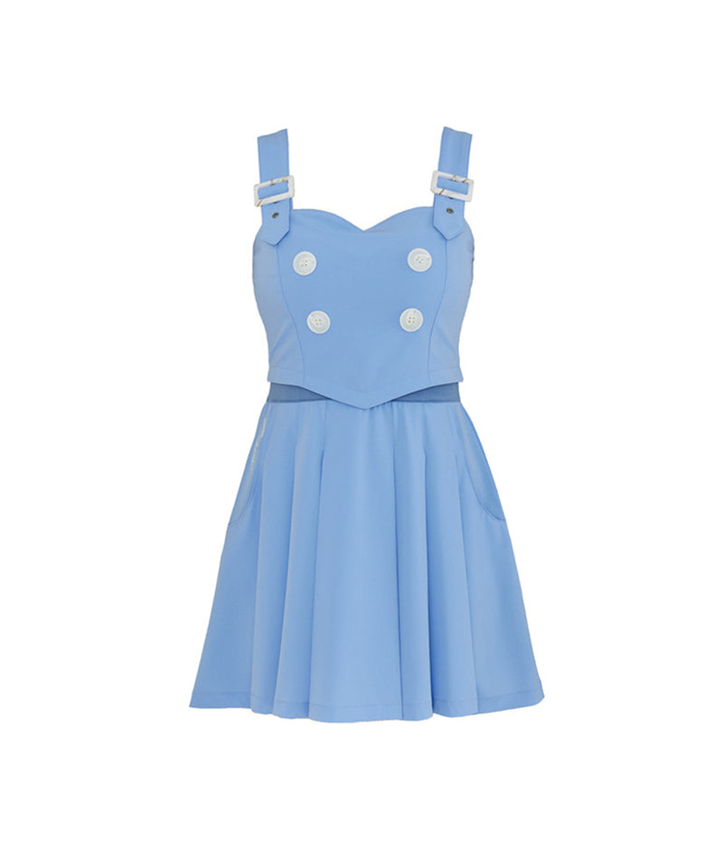 J.Jane Pleats Suspenders Dress - Blue