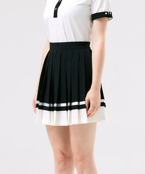 HENRY STUART Women's Color Pleated Skirt - Black