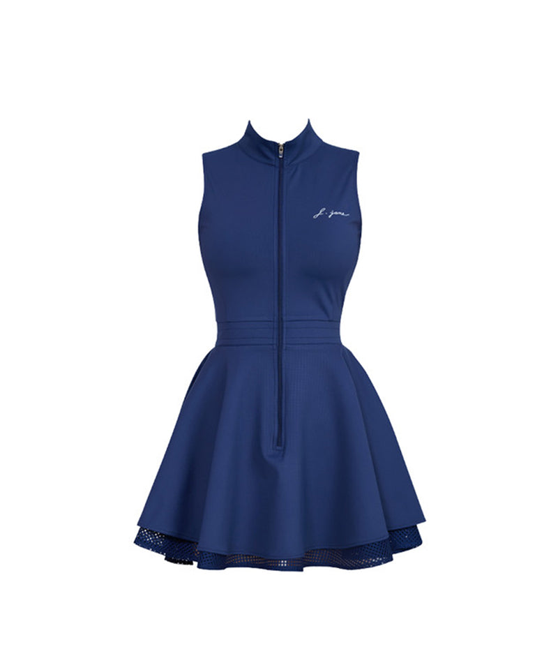 J.Jane Zipper Double Flared Dress - Navy