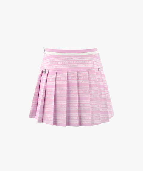 FAIRLIAR Logo Pattern Printed Pleated Skirt - Pink