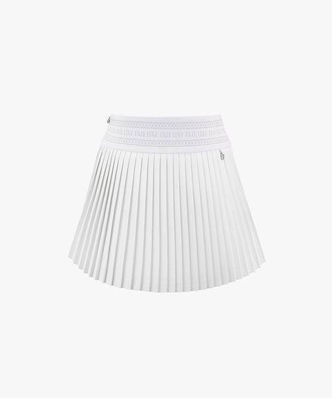 FAIRLIAR Logo Band Pleated Skirt - White