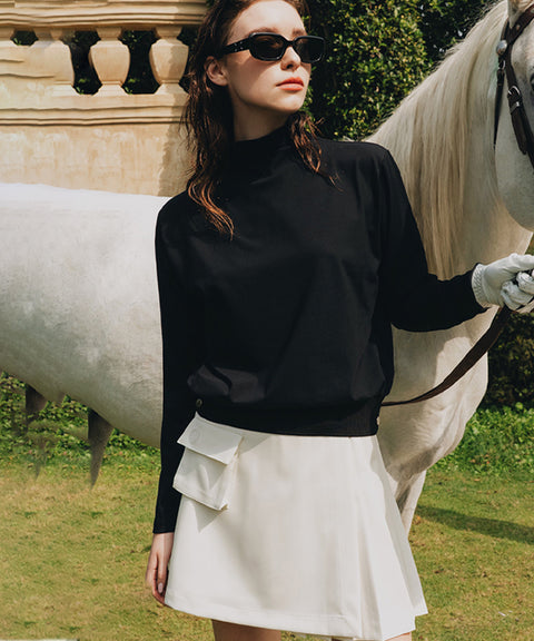 OBER Golf Pocket Pleated Wrap Skirt - White