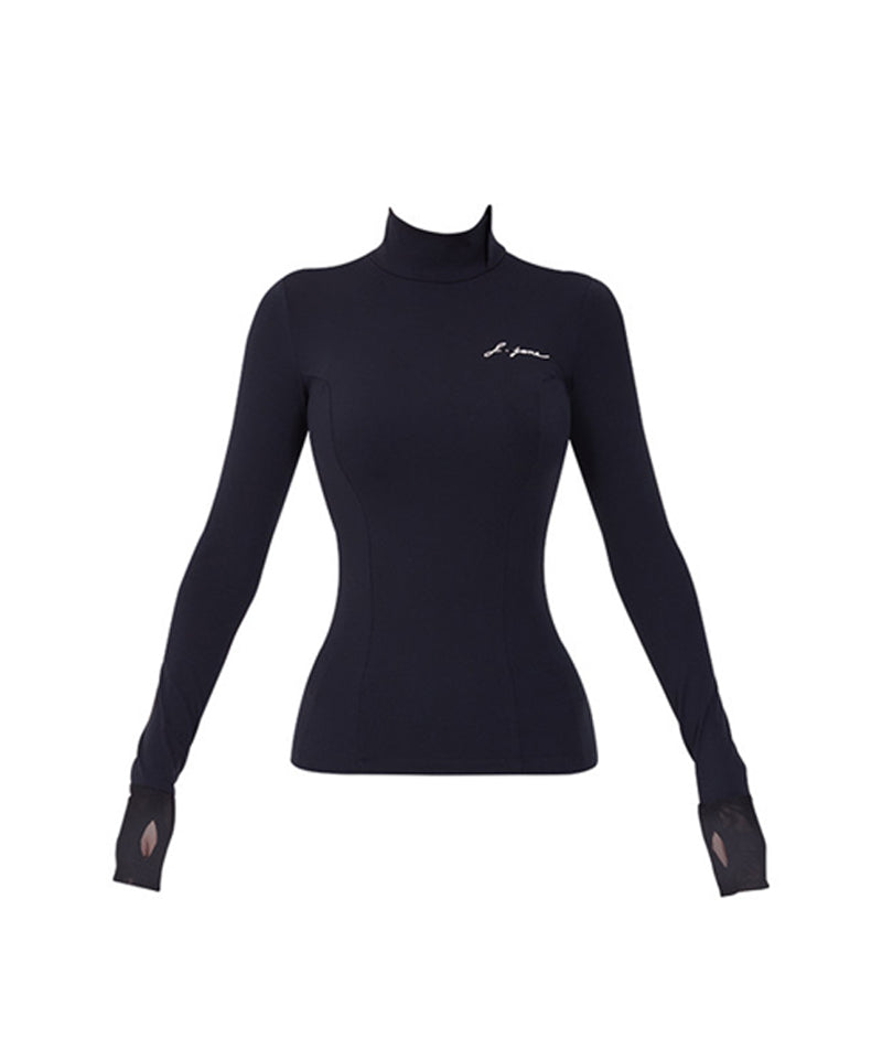 J.Jane Soft Brushed Slim High-Neck T- Shirt - Black