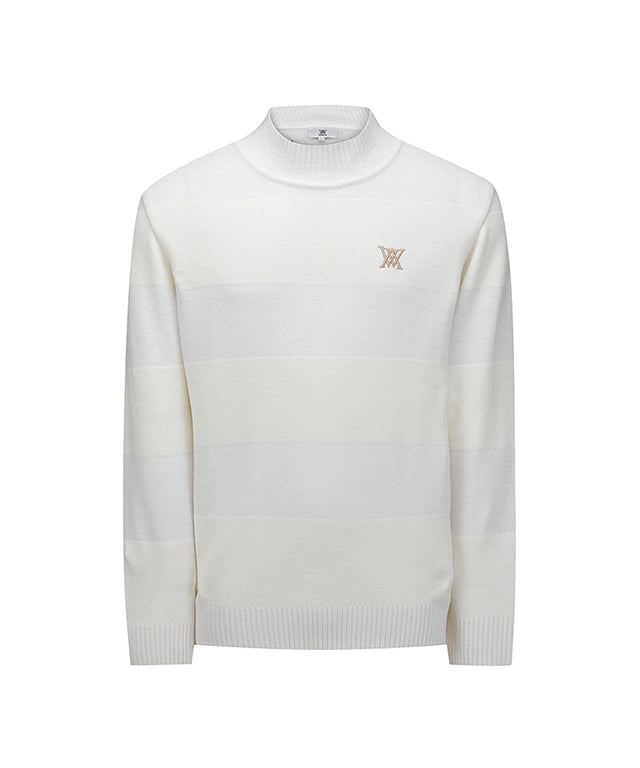 ANEW Golf: Men Knit Block High Neck Sweater - Ivory