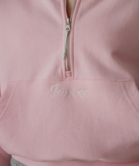 Logo Embroidered Half-zip Sweatshirt -Bubble Pink