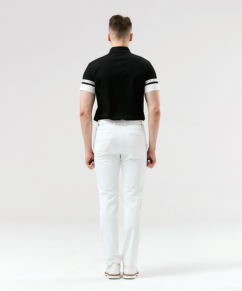 HENRY STUART Men's Sleeve Point Collar T-Shirt - Black