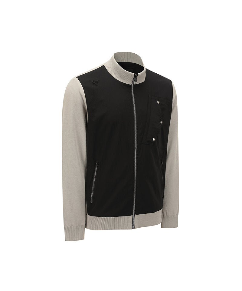 Men's Woven Hybrid Sweater Cardigan - Khaki Beige