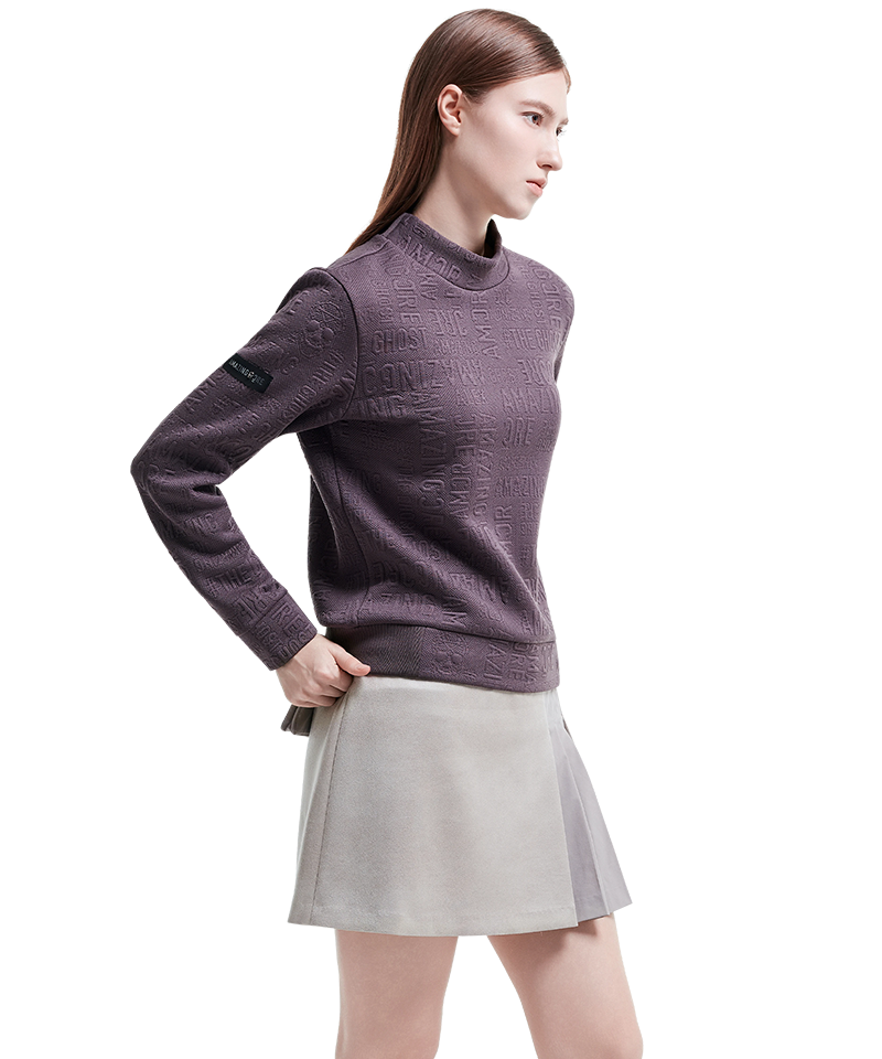Amazing Cre Women's Urban Typo Jacquard Pullover T-shirt - Brown