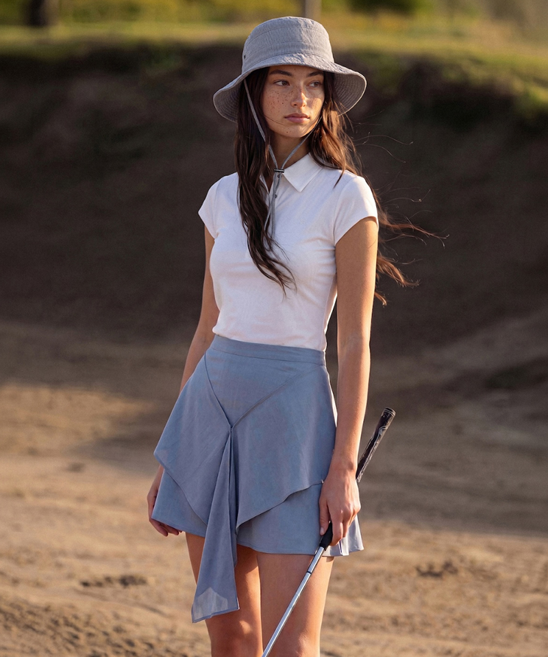 BERMUDA GRASS Basic Cap Sleeve PK T-Shirt - White