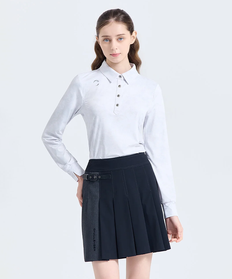 Challenger Women's Coreflex Slim Fit Collared Long Sleeve T-shirt - Off-White