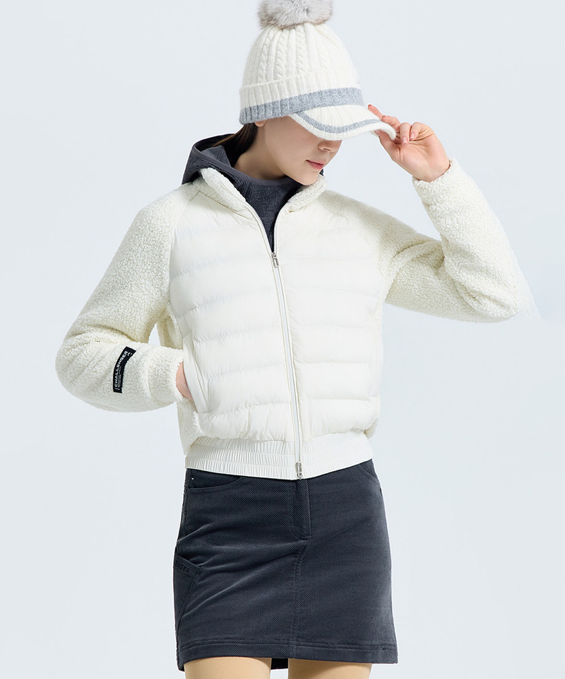 Challenger Women's Coreflex Fleece Collar Padded Jacket - Cream