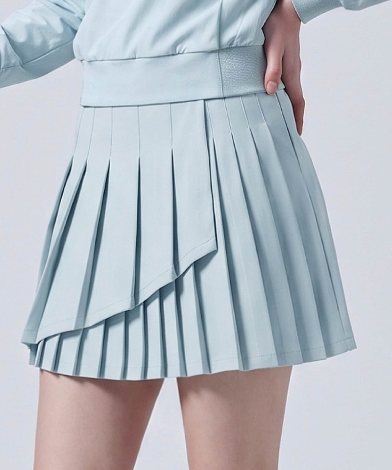 Women's Transitional Double Pleated Wrap Stretch Skirt - Sky Blue