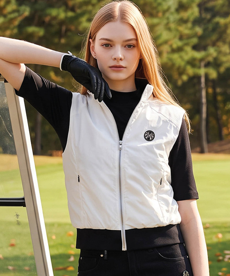 Transitional Wind Vest with Blouson Fit that Covers Curves - Ivory