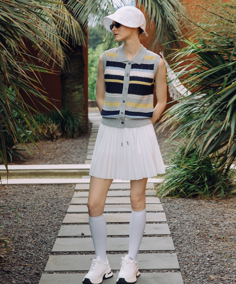 OBER Golf Classic Cable Knit Vest - Grey