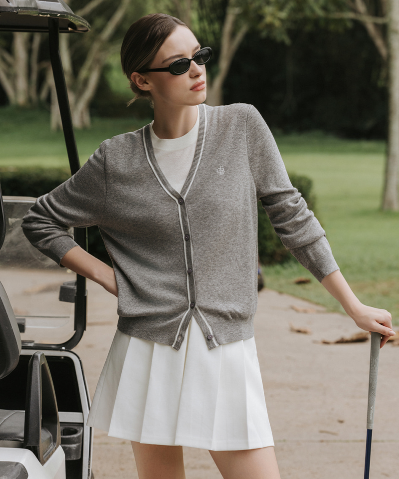 OBER Golf Double Layer Cardigan - Gray