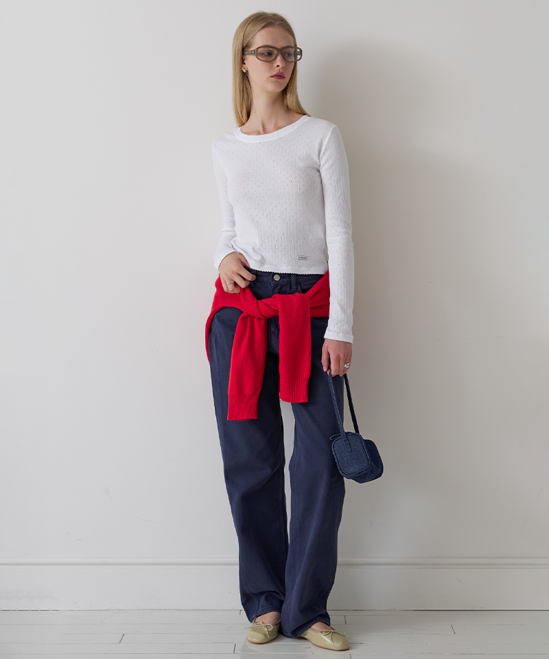 PIV'VEE Color Dyeing Denim Straight Pants - Ocean Navy