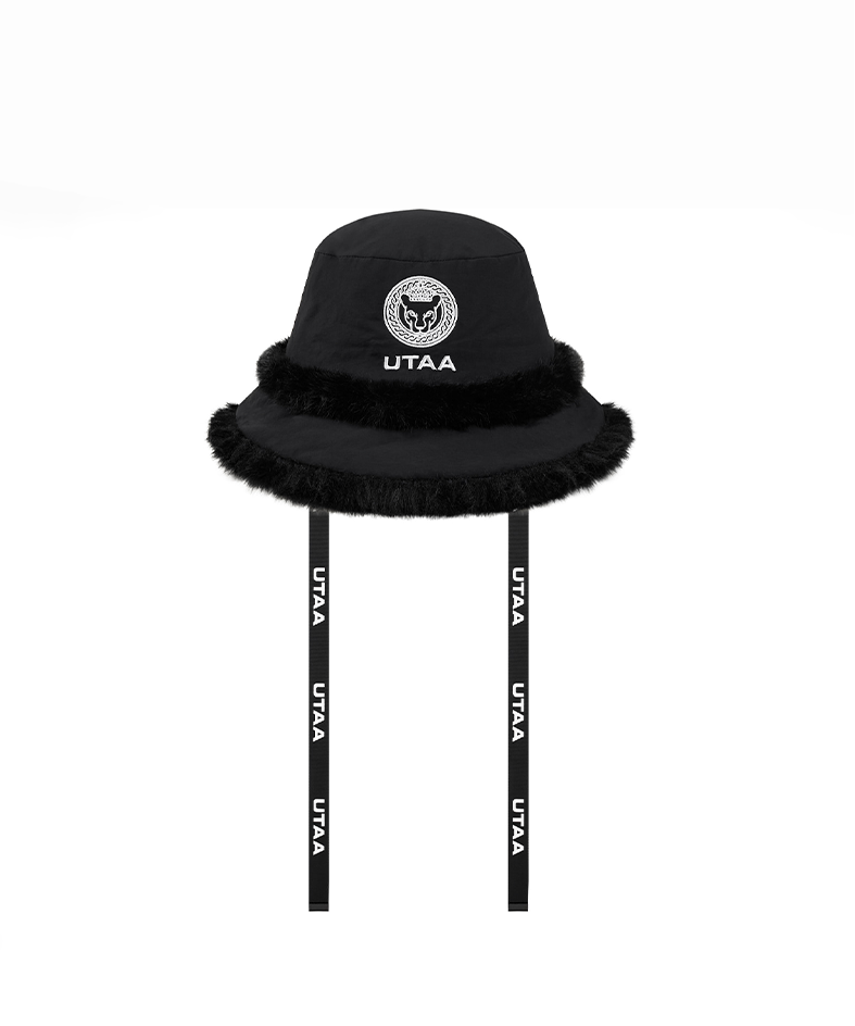 UTAA Women's Winter Ring Panther Fur Mix Bucket Hat - Black