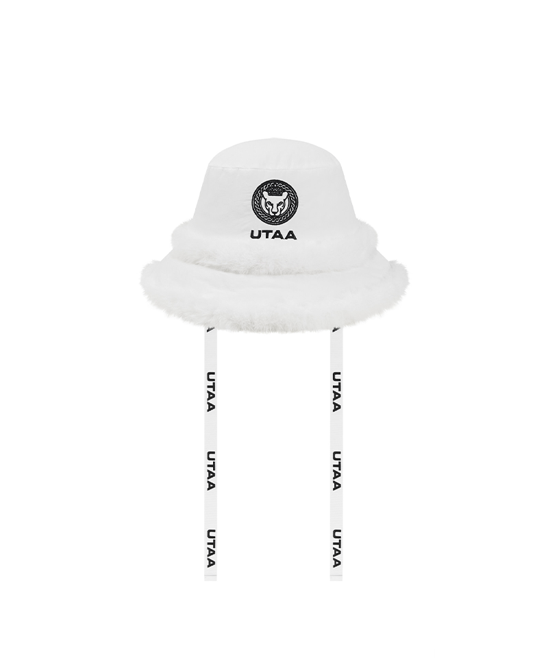 UTAA Women's Winter Ring Panther Fur Mix Bucket Hat - White