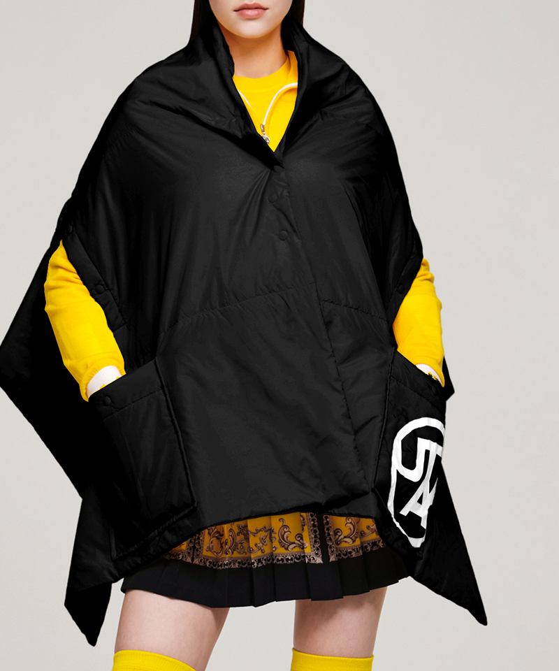UTAA Big Emblem Padded Shawl Cape - Black