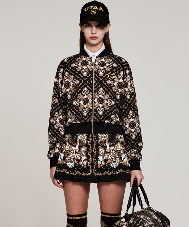 UTAA Women's Midnight Panther Baroque Blouson Jumper - Black