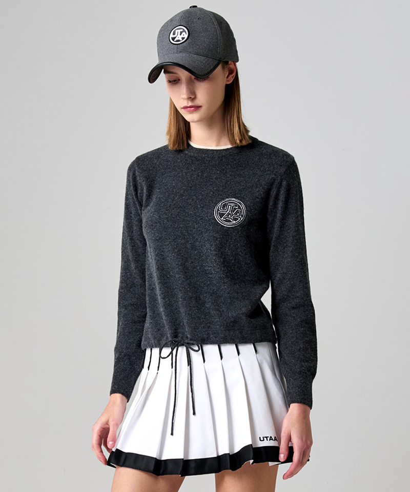 UTAA Women's String Layered Cashmere Blend Knit Pullover - Cool Grey
