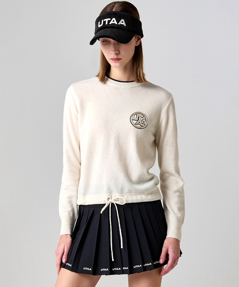 UTAA Women's String Layered Cashmere Blend Knit Pullover - Ivory