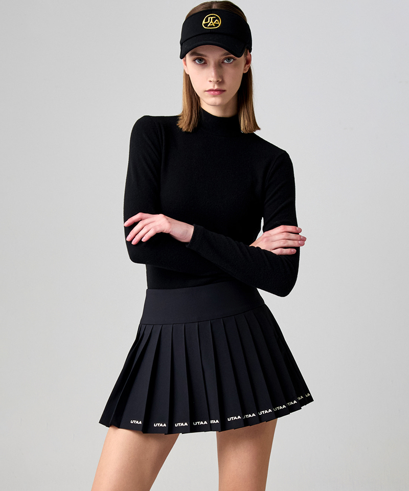 UTAA Women's Micro Logo Soft High Neck Inner Sleeve - Black