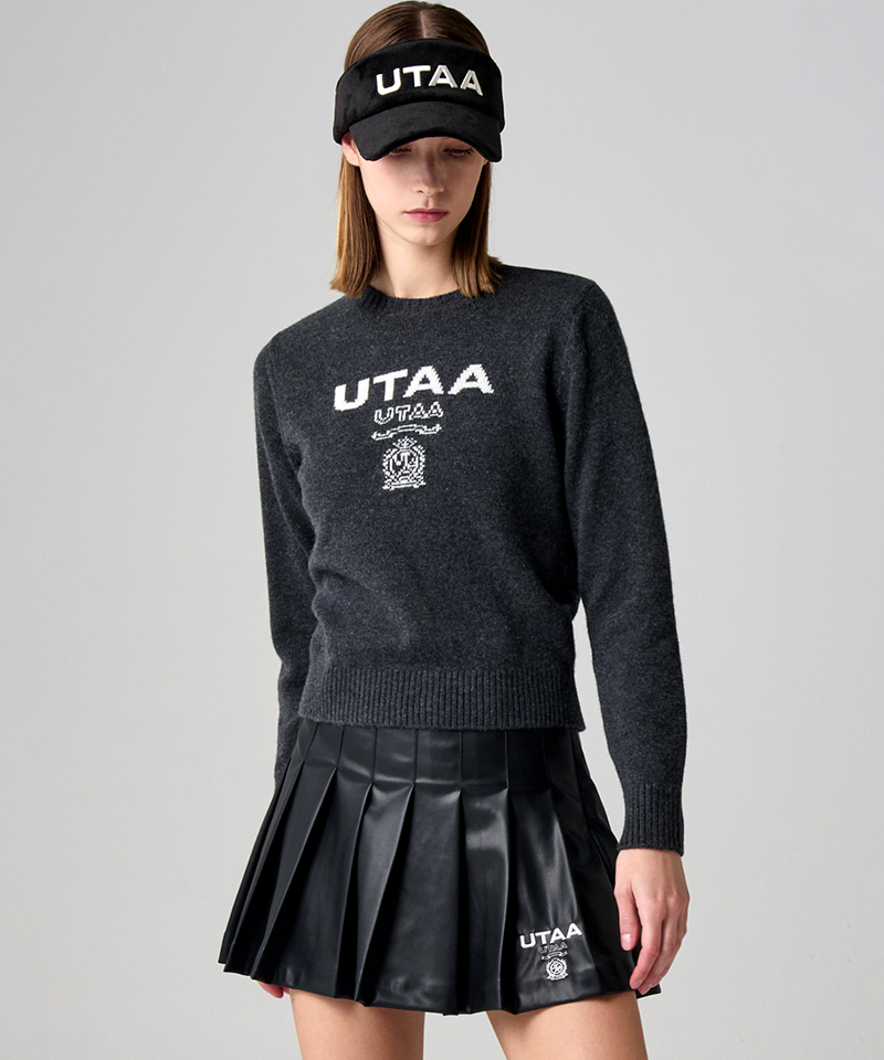 UTAA Women's Kingdom Logo Wool Blended Knit Pullover - Cool Grey