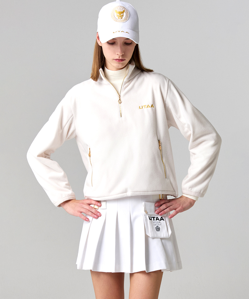 UTAA Women's Gilt Logo Half Zip-up Fleece - White
