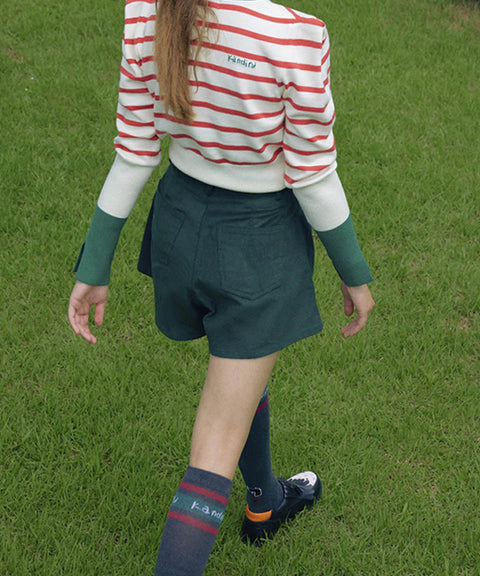 KANDINI A-line Corduyoy Short Pants - Dark Green