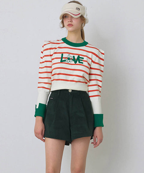 KANDINI A-line Corduyoy Short Pants - Dark Green