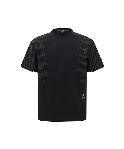 [Warehouse Sale] Men Wooven Sleeve Crew Neck - Black
