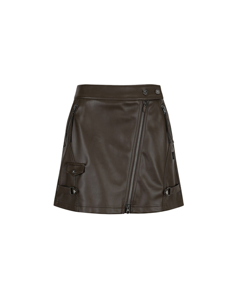 Women's Faux Leather A - Line SQ - Brown